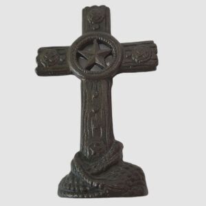 Cast Iron Western Cross / Iron Rope Cross Cowboy Cross / Metal Cross 6"H x 4"W